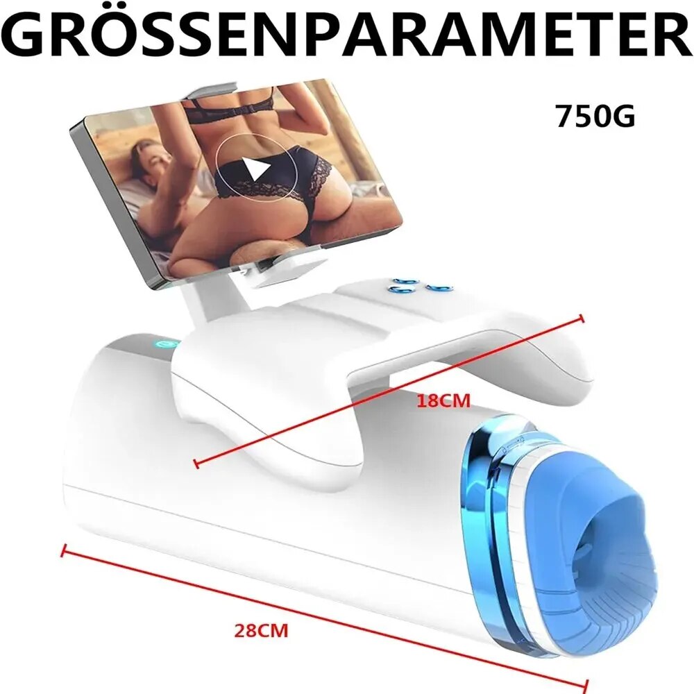 Electric Male Masturbator with Cell Phone Holder and Handle