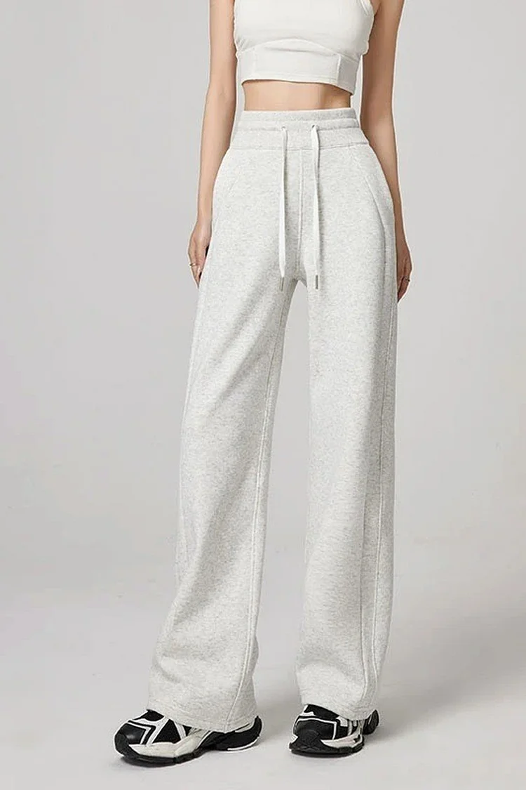 High Waisted Fleece Sweatpants for Women Wide Leg Fit