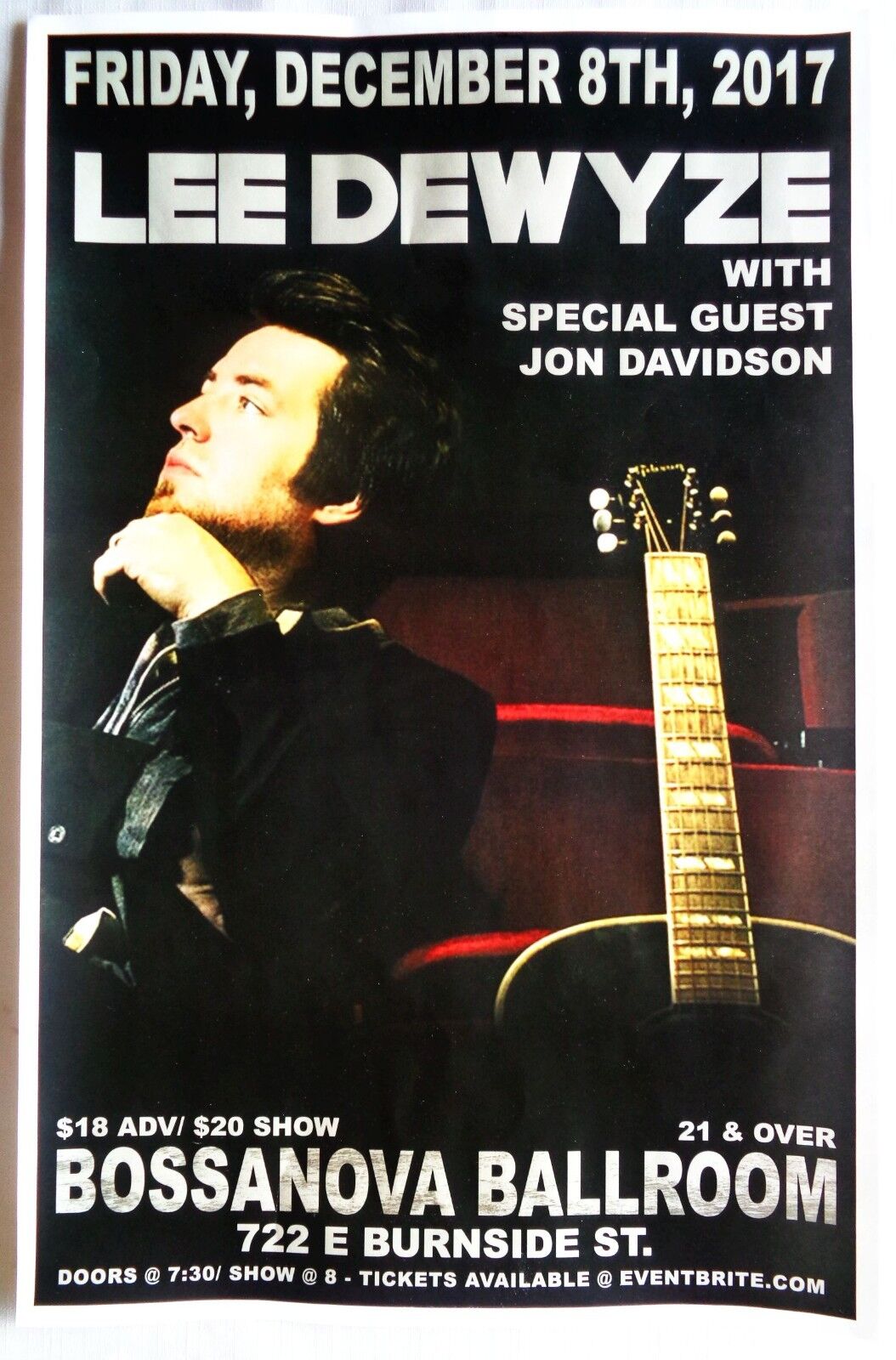 LEE DEWYZE 2017 Gig POSTER Portland Oregon American Idol Concert