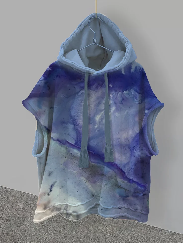 Men's Watercolor Gradient Art Print Hooded Tank Top