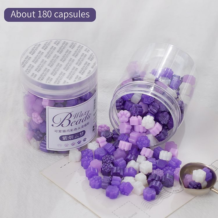 JOURNALSAY 180Capsules Creative Cute Cat Paw Fire Paint Wax Particles Copper