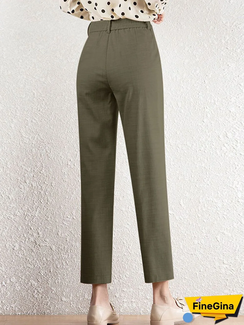 Solid Pocket Pleated Tailored Pants For Women