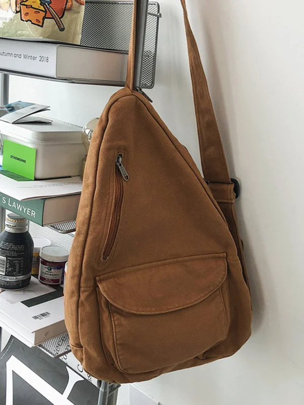 Casual Solid Color Zipper Bags Accessories