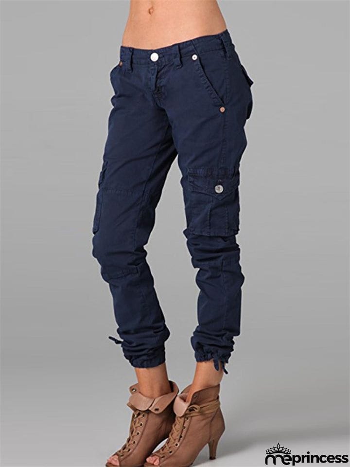 Female Fit Streetwear Punk Solid Mid-rise Pants