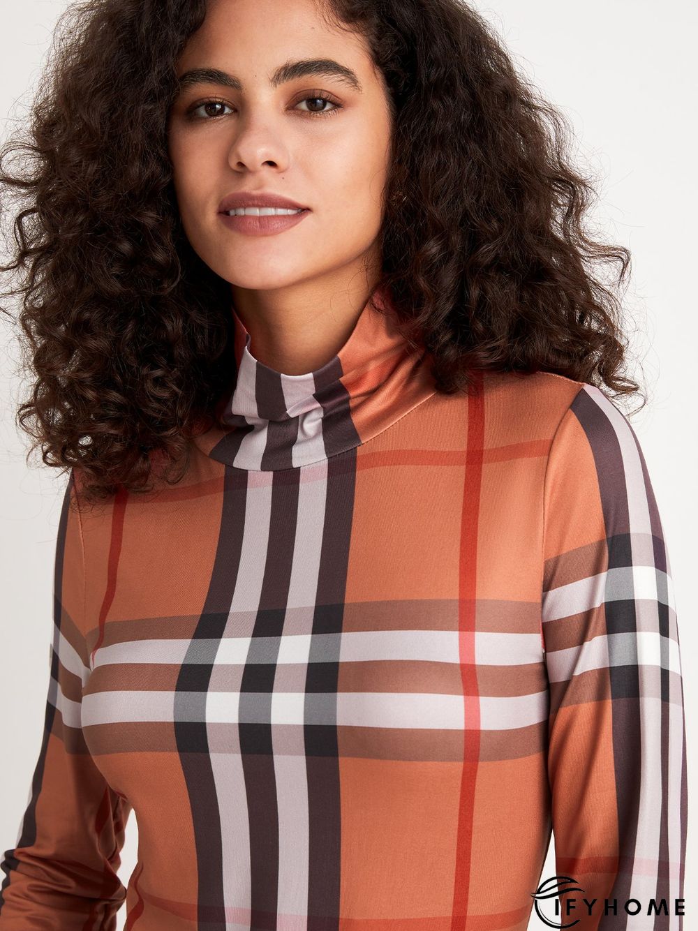 Urban Turtleneck Plaid Regular Fit T-Shirt | IFYHOME