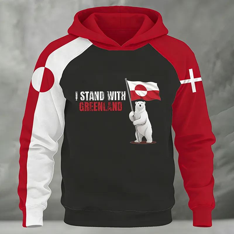 Men's Greenland Print Casual Hoodie artswardrobe