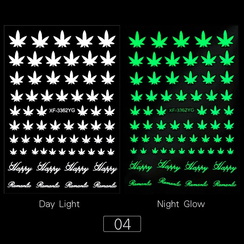 1PC Luminous Butterfly 3D Nail Stickers Five-pointed Stars /Number Acrylic Design Summer Nail Art Stickers Manicures Decoration