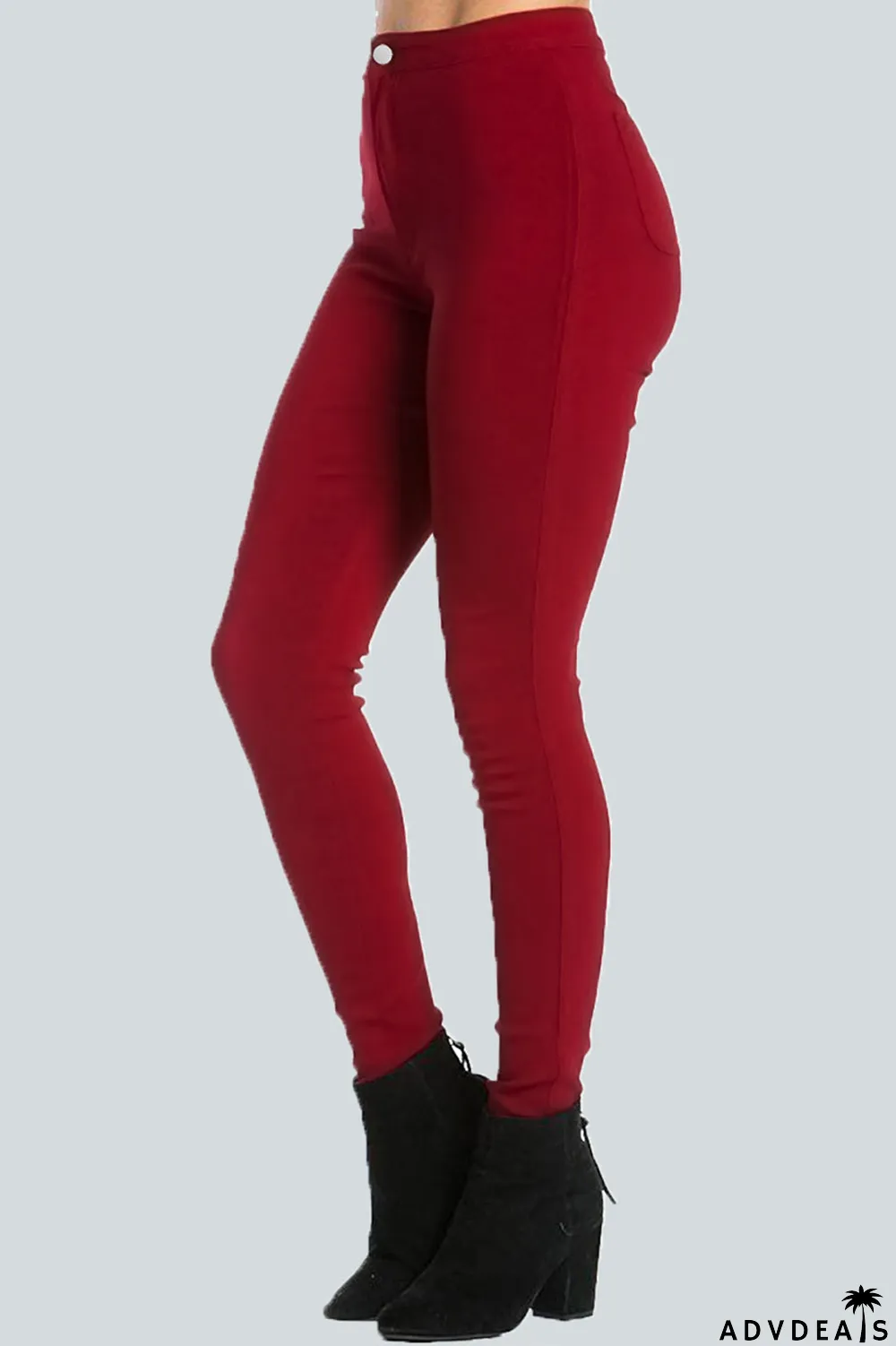 Light Blue Street Solid Buttons High Waist Regular Denim