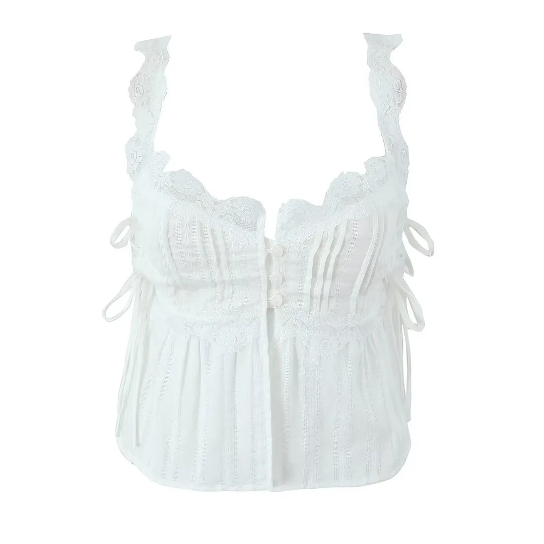 Nigikala Nigikala Repair Lace Spliced Sleeveless Sling Suit 2025 New D79555