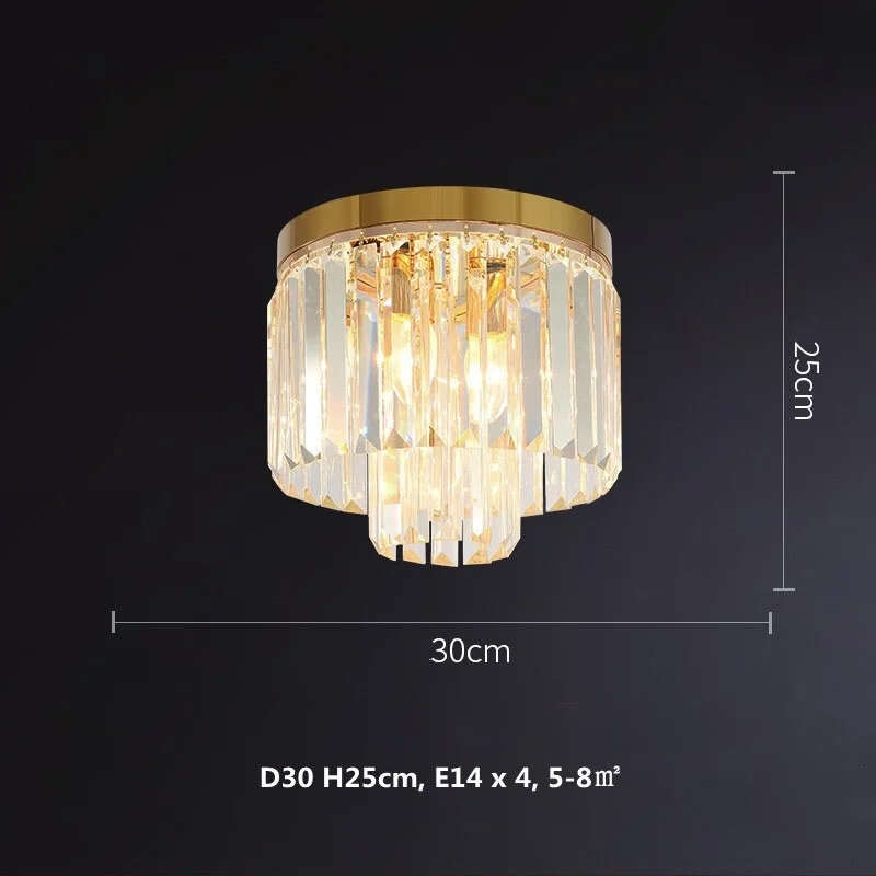 Modern Bedroom Gold Metal E14 Led Ceiling Lights Modern Lighting Luxury Crystal Mounted Lamp Foyer Round Ceiling Lamp Fixtures