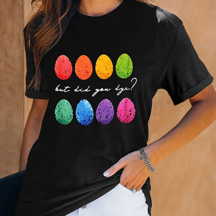 Colorful Easter Egg Print T-Shirt