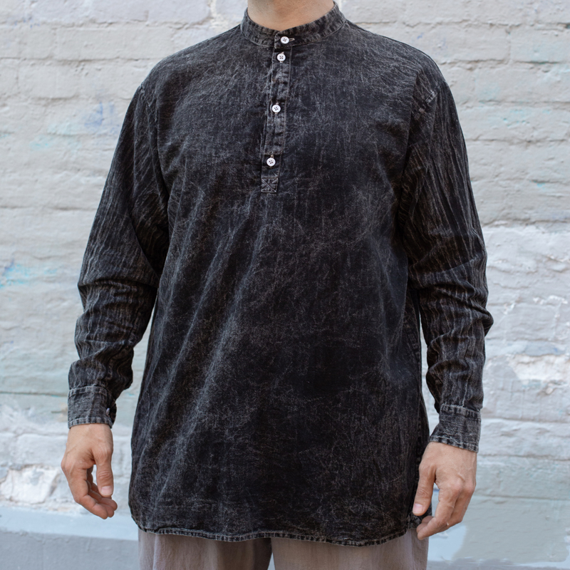 Men's Black Stonewashed Basic Shirt