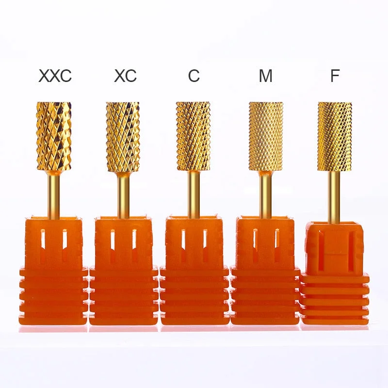 Gold Carbide Smooth Top Burr Nail Drill Bits Manicure Nail Art Tool Professional Electric Drill File Cutter Grinding Accessories-Nail Inspo