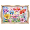 (US Local)Wooden Flower 5D DIY Diamond Painting Serving Tray with Handle for Desk Decor