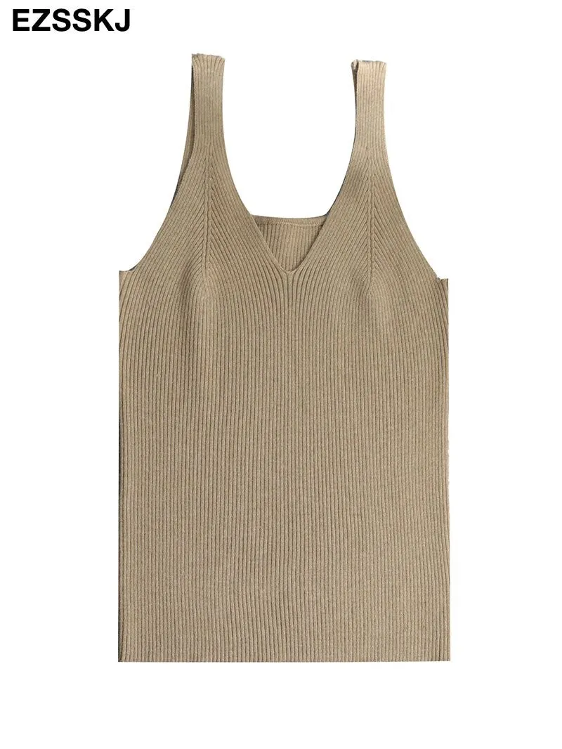 Cashmere high quality chic basic V-NECK Camisole female Summer white knit tank top Women sexy sleeveless tank top