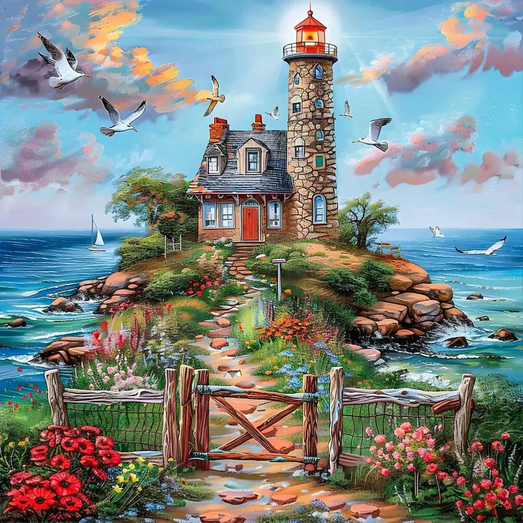 Seaside Hut 50*50CM (Canvas) Full Round Drill Diamond Painting gbfke