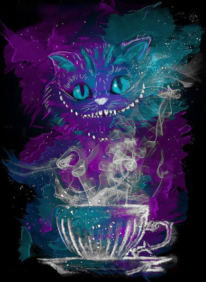 Color Cat Alice In Wonderland 40*50CM(Canvas) Full Round Drill Diamond Painting gbfke