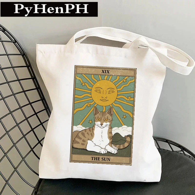 Kitten Tarot Card Shopper Bag The Lovers Cat Magic Kitty Shopping Canvas Bags