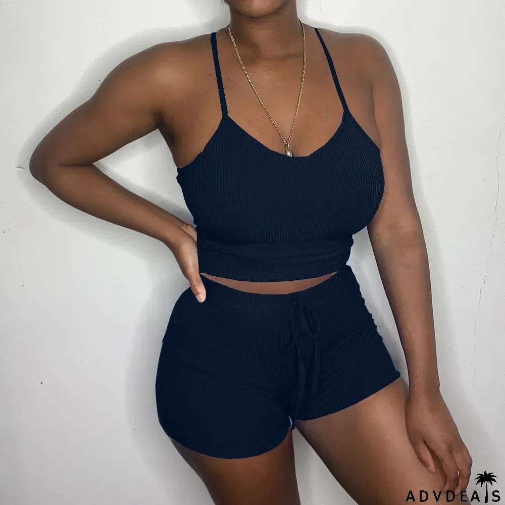 Fashion Sexy Camisole Shorts Suit