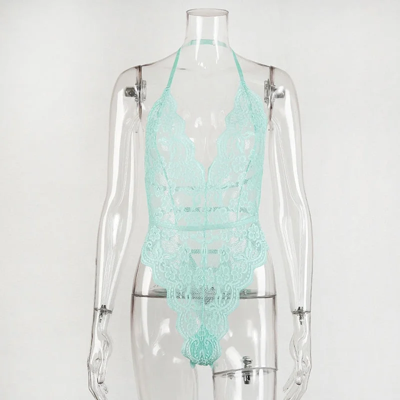 Ellolace Bodysuit Women Overalls for Women 2022 Lace Deep-V Neck Bodys Bodycon Sleeveless Backless Sexy Body for Women Wholesale