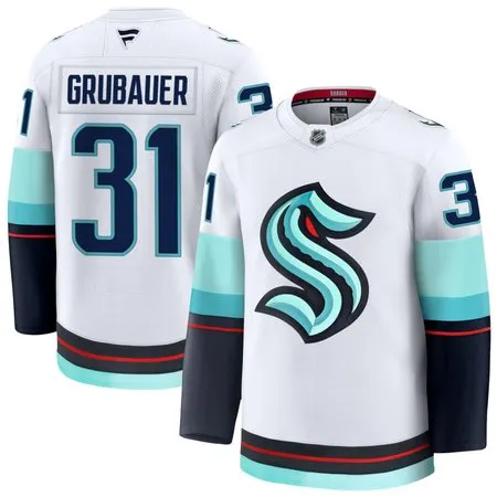 Youth Seattle Kraken #31 Philipp Grubauer  White Away Jersey