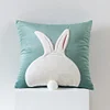 2Pcs Easter Bunny Soft Cushion Case 45x45cm Plush Rabbit Embroidered Pillowcase