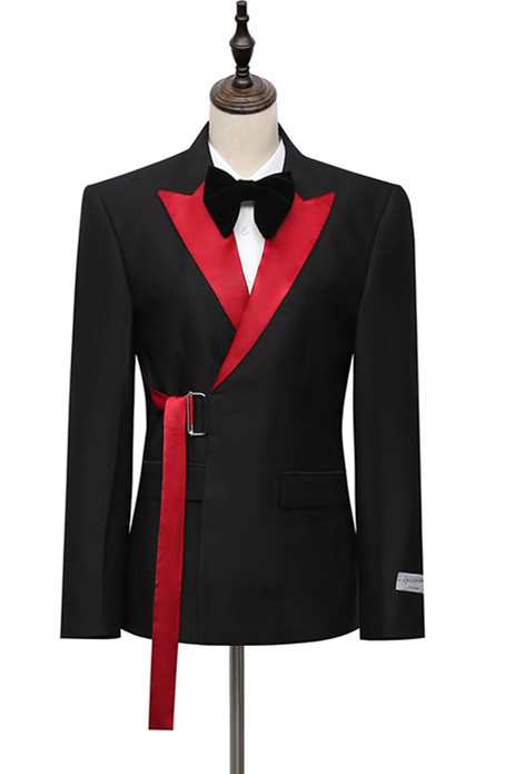 Bellasprom Modern Buckle Cyrus Handsome Black With Peaked Lapel Best Fited Bellasprom