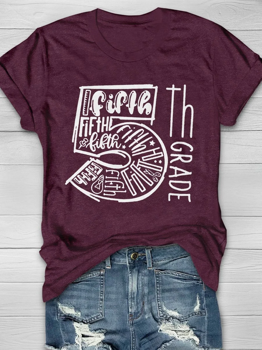 5th Grade Teacher Print Short Sleeve T-shirt
