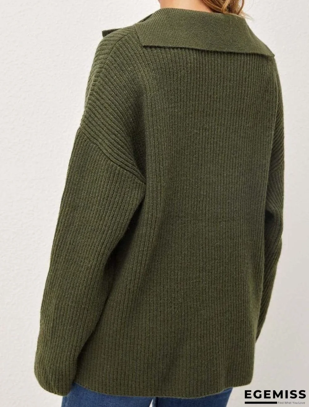 Casual Solid Color V Neck Long Sleeves Sweater | EGEMISS