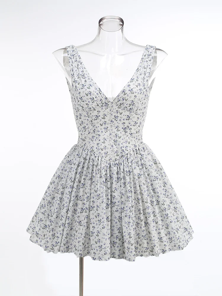 Zingj New High-End Women's Sexy Deep V Broken Floral Dress High-End Temperament Shoulder Strap Dress Dress Dress Woman