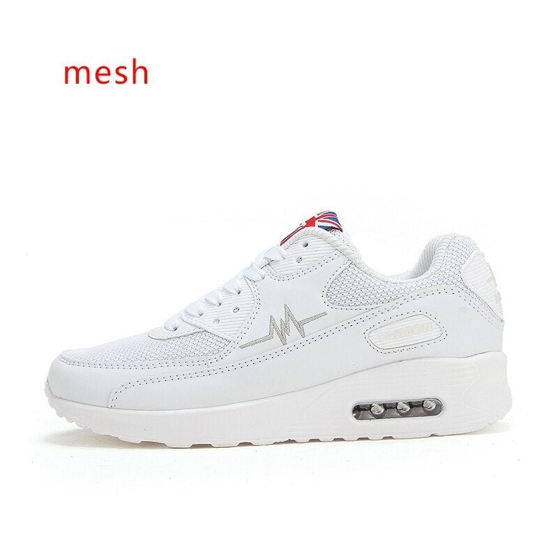 Casual Women Sport Shoes Brands Air Cushion Breathable Mesh Lace-up Flat Sneakers Fashion Girls Running Platform Tennis Shoes
