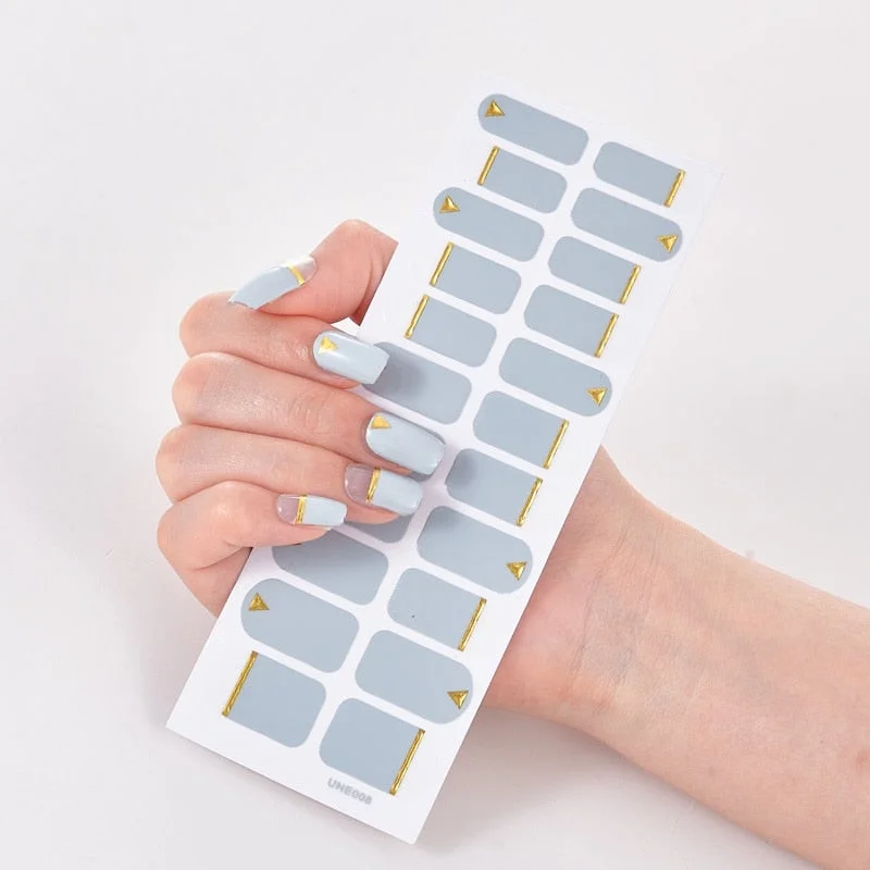 22 Tips/Sheet Solid Color And Striped Manicure Nails Art Decoration Nail Strips Full Beauty Nail Decoration Nailart Sticker