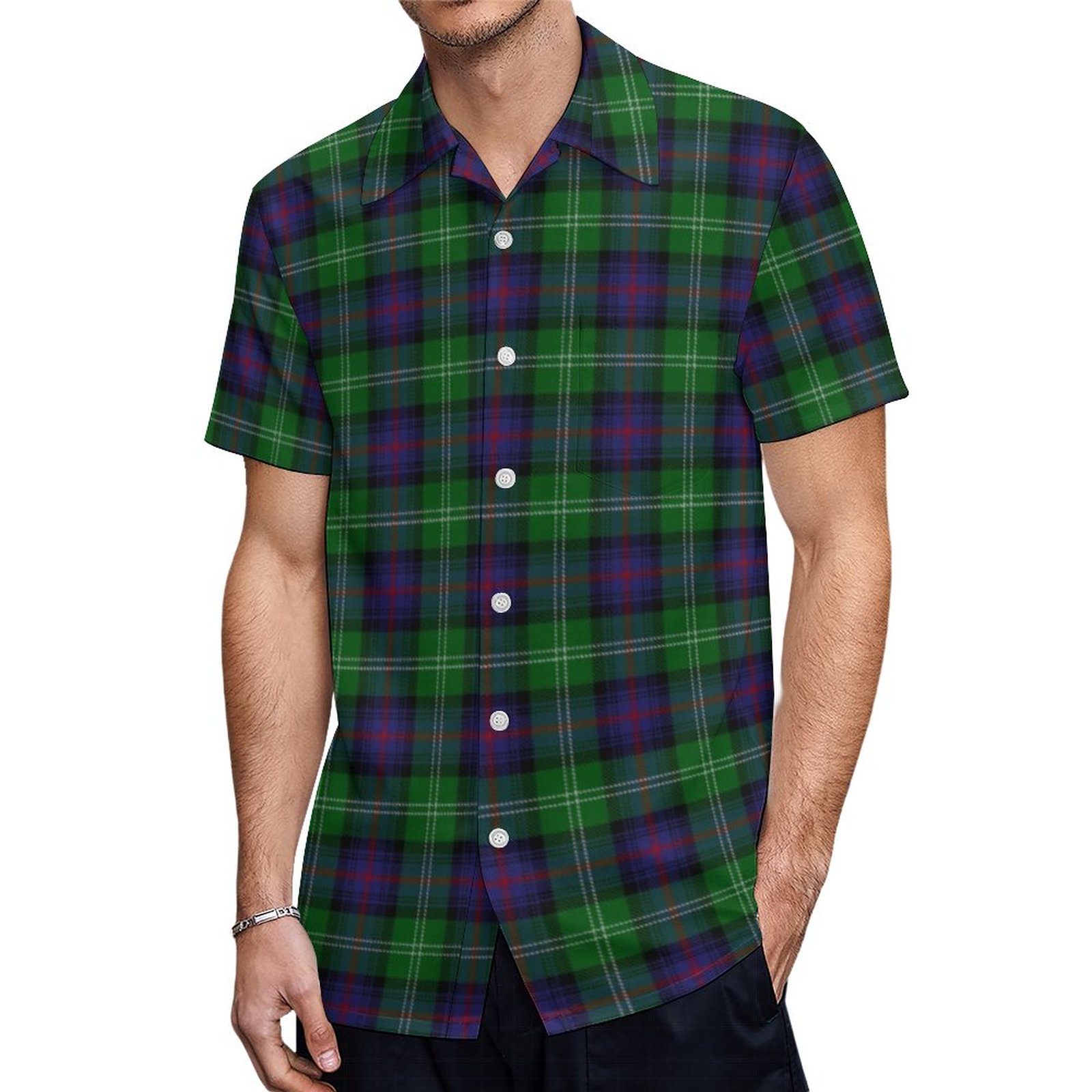 Scottish Clan Sutherland Tartan Hawaiian Shirt Mens Button Down Plus Size Tropical Hawaii Beach Shirts