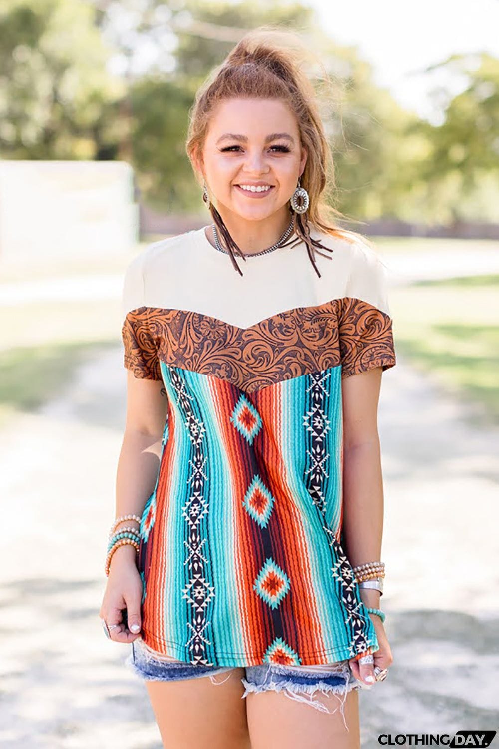 Western Tribal Fashion Crew Neck T-shirt