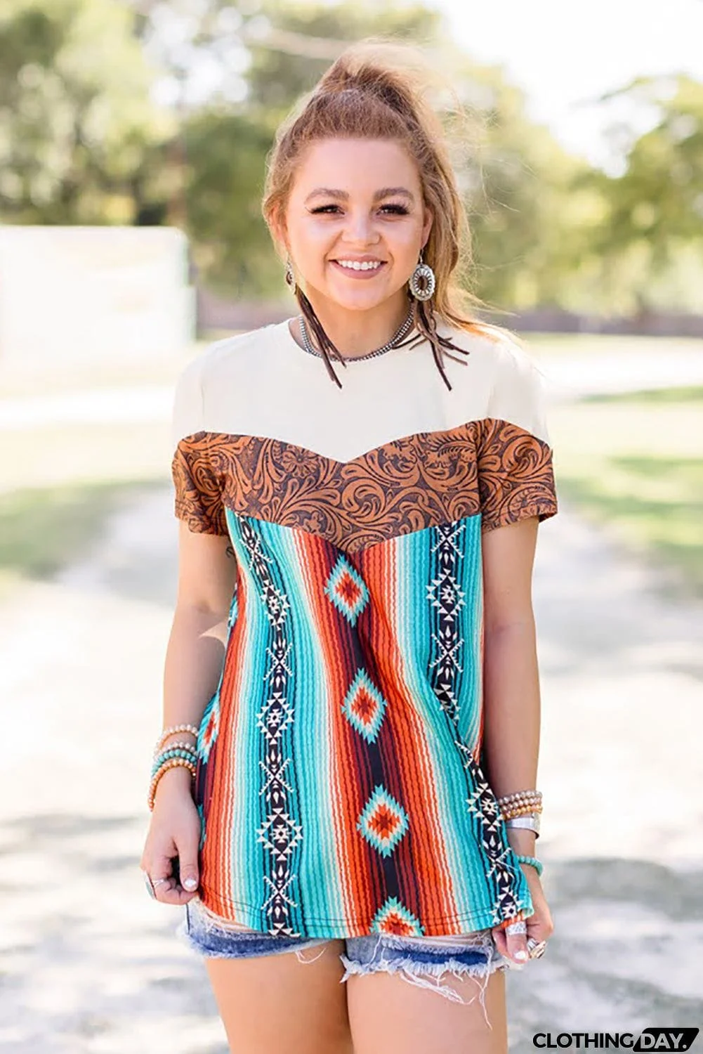 Western Tribal Fashion Crew Neck T-shirt