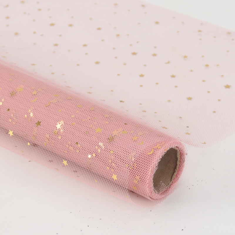 Hot Stamping Star Moon Gauze Flower Packaging Materials Florist Supplies Valentine’s Day Floral Bouquet Packaging Mesh