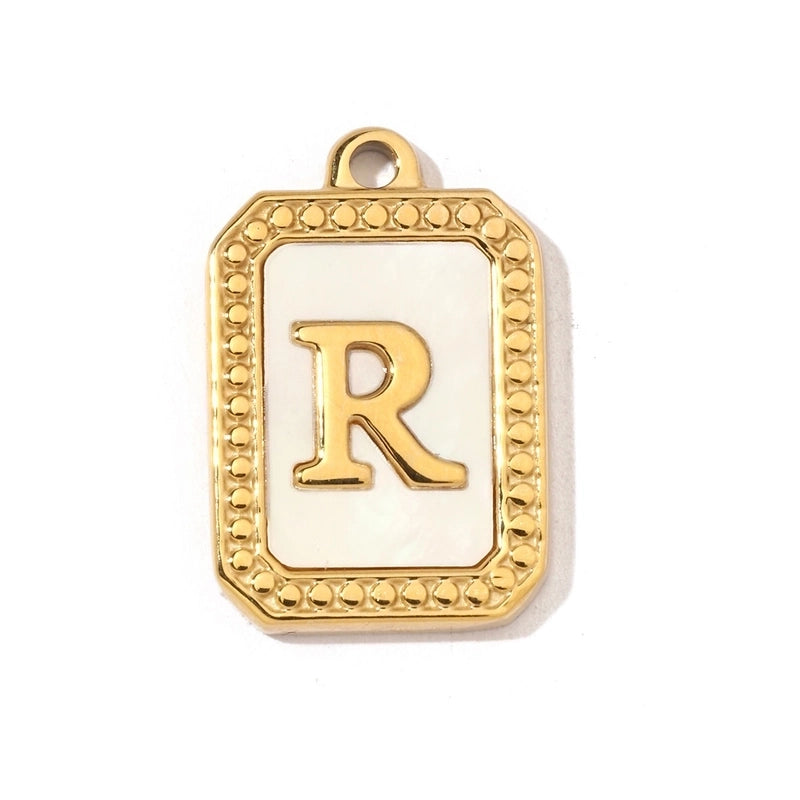 A Pack Of 3 201 Stainless Steel Shell 18K Gold Plated Letter Polished Pendant