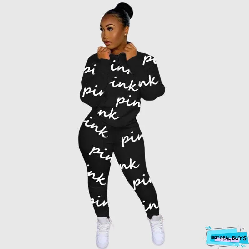 Letter Printed Zipper Set