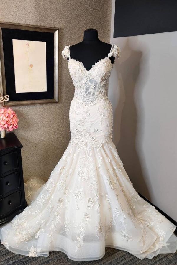 Luluslly New Arrival Mermaid Sweetheart Backless Wedding Dress With Lace