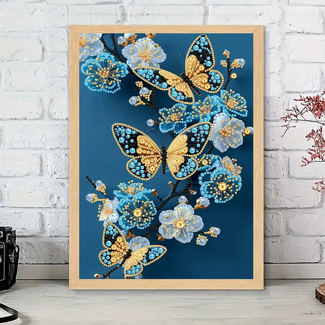 Pearl Painting Kit for Adults Blue Butterfly 11.81x15.75in