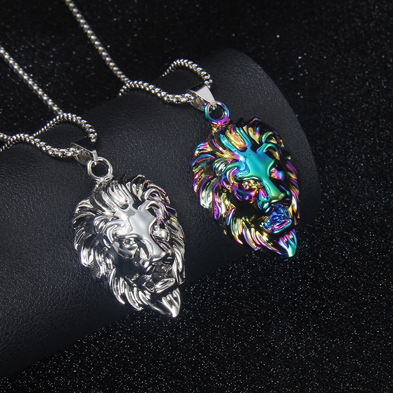 Colorful Lion’s Head Stainless Steel Necklace