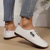 Gioiacombo&trade; Scarpe casual in pelle con punta tonda retr&ograve; da donna