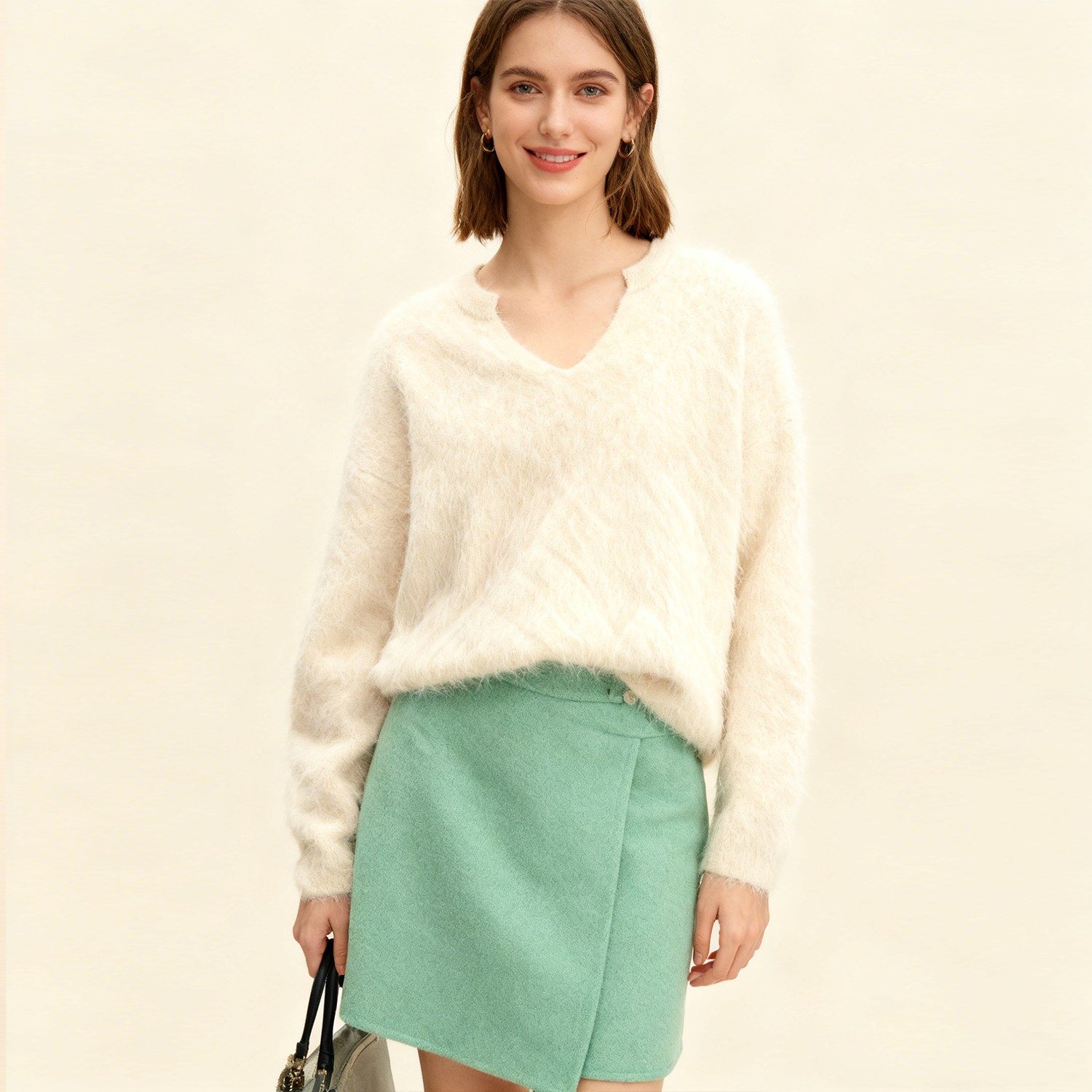 Women's Brushed Cashmere Sweater-Versatile Comfort Fit REAL SILK LIFE
