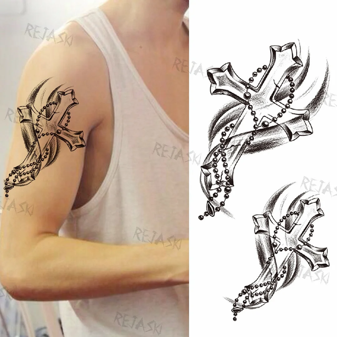 Gangster Wolf Temporary Tattoo For Women Men Death Skull Fake Tattoos Sticker DIY Harajuku Mermaid Waterproof Tatoo Body Art Arm