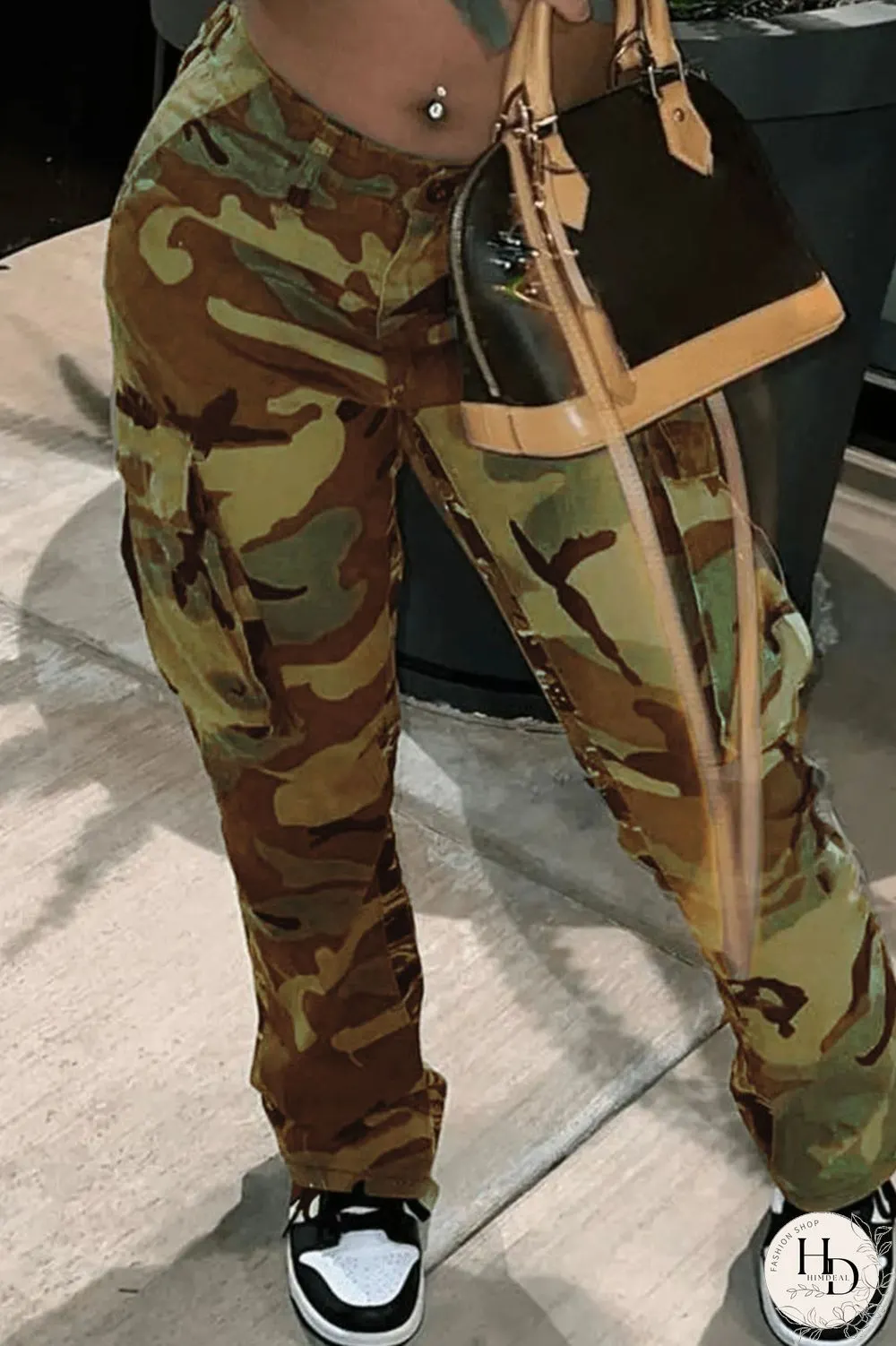 Camouflage Casual Print Camouflage Print Patchwork Plus Size
