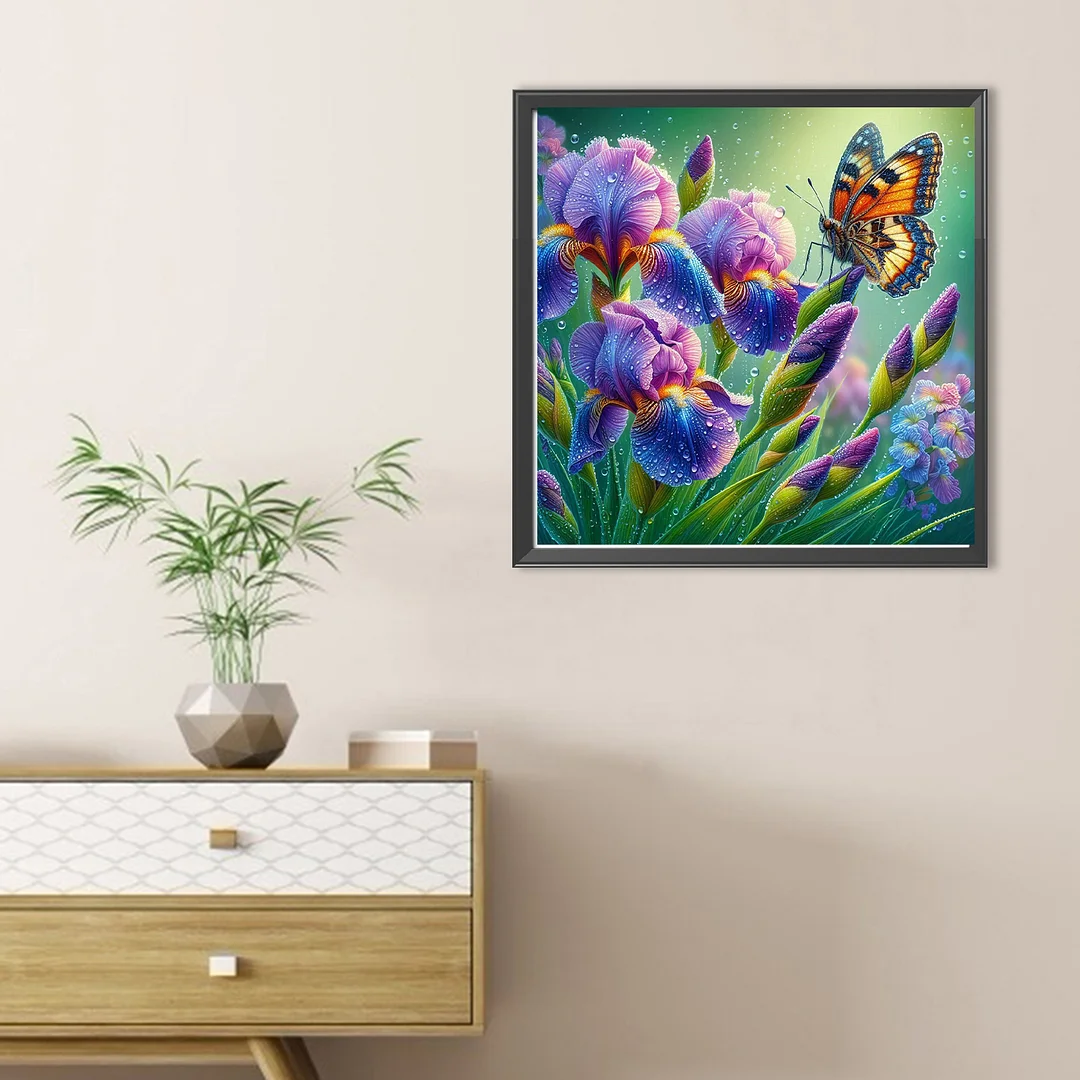 Diamond Painting - Full Round Drill - Butterfly Flower(Canvas|30*30cm)
