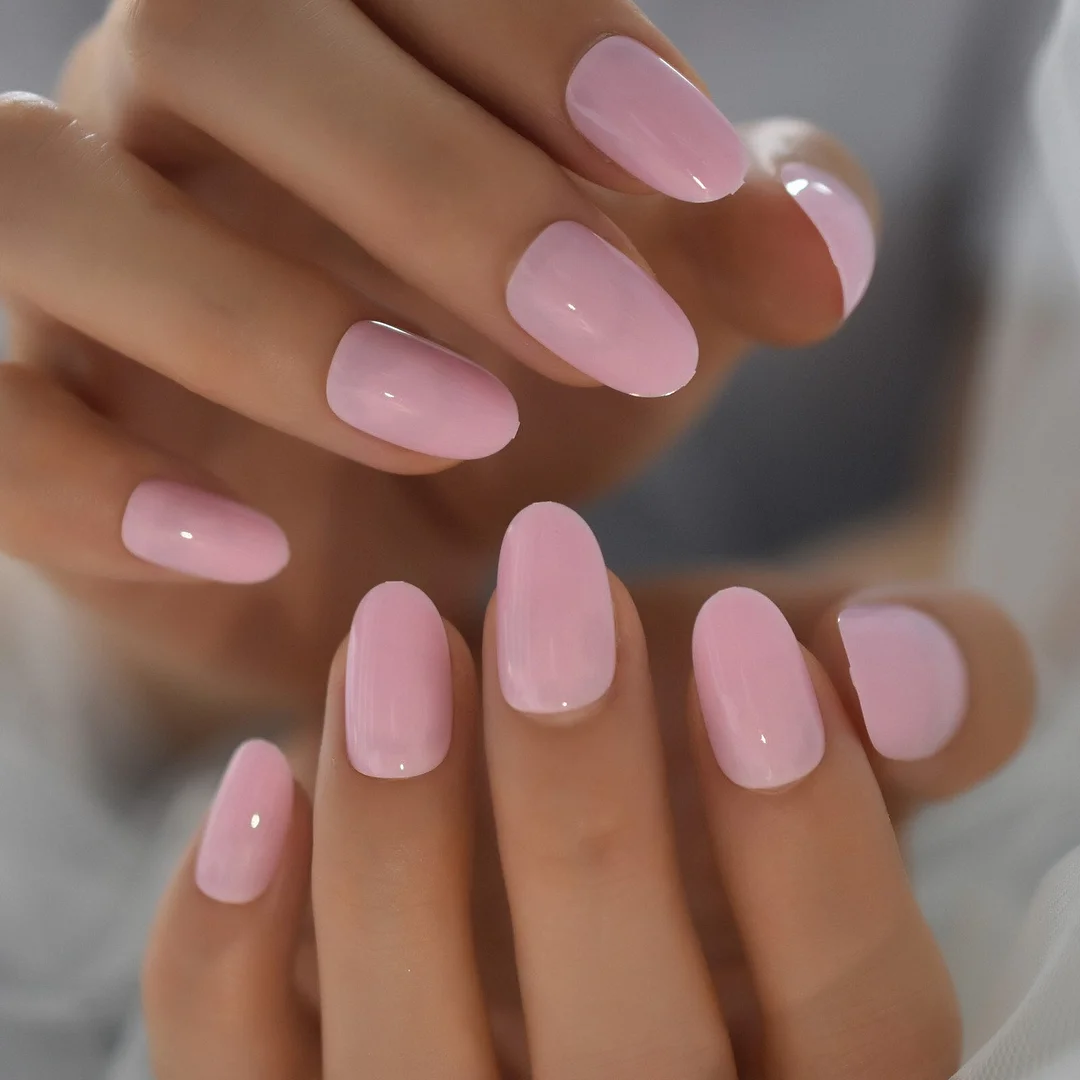 Pure Color Design Press On Nail Tips Full Cover Nails Almond Fingernails Art Supplies For Professionals Short Wholesale 24Pcs-Nail Inspo