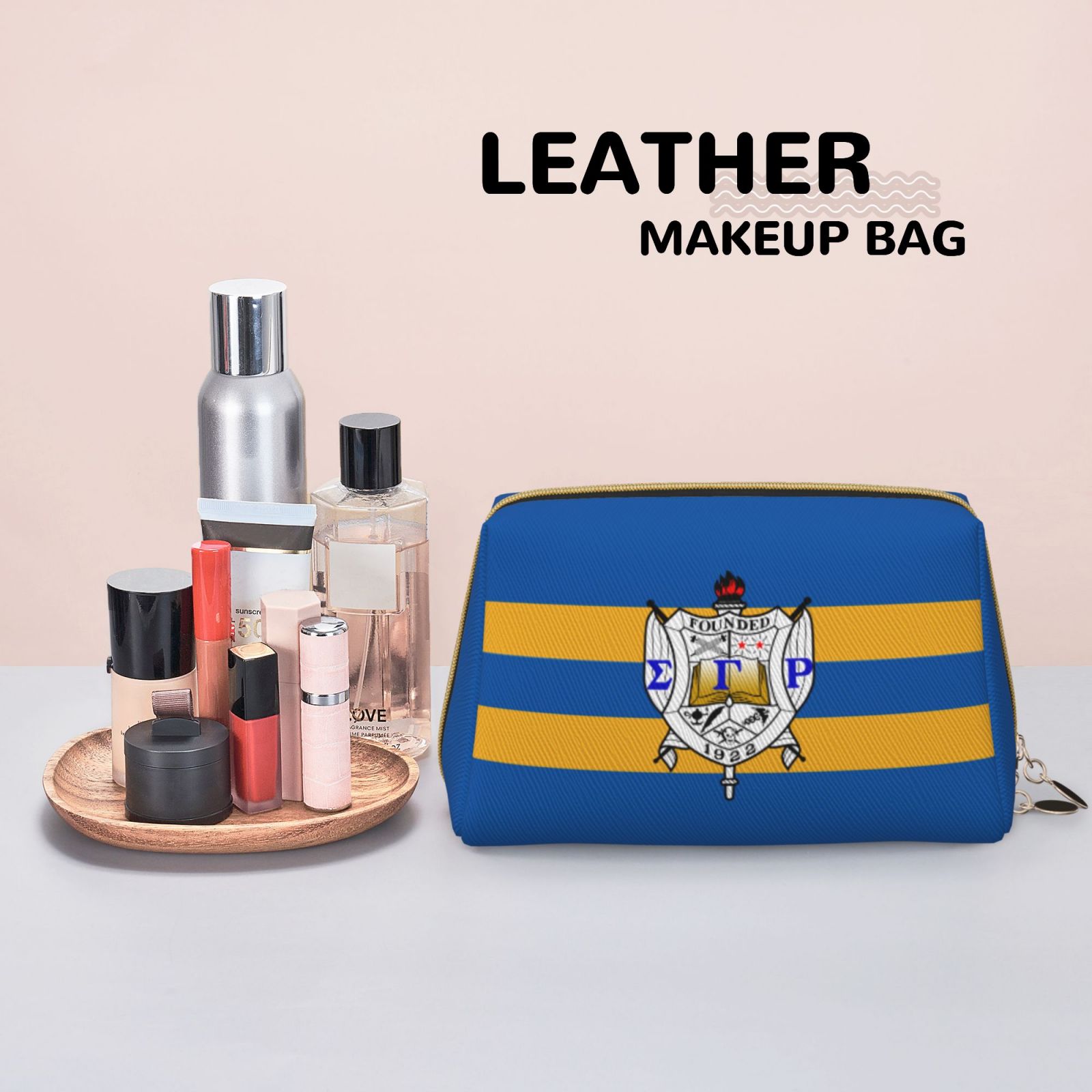 Leather makeup bag