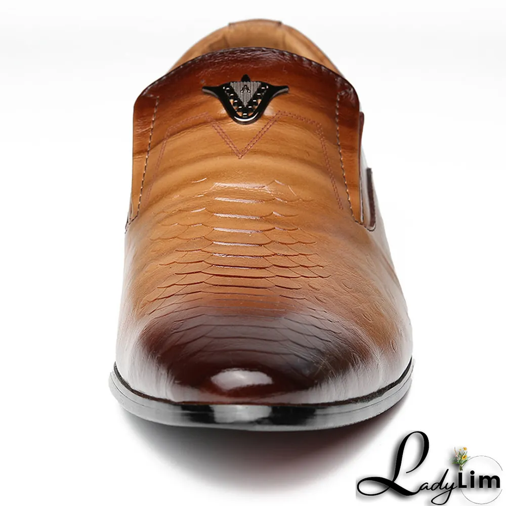 Brown Casual Vintage Basic Pointed Leather Shoes