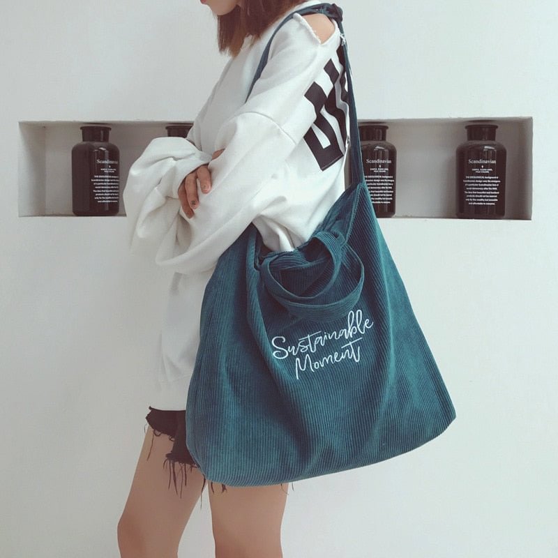 Corduroy Tote Bag for Women 2022 Fashion Shopper Designer Handbag Large Capacity Embroidered Letter Beach Crossbody Shoulder Bag